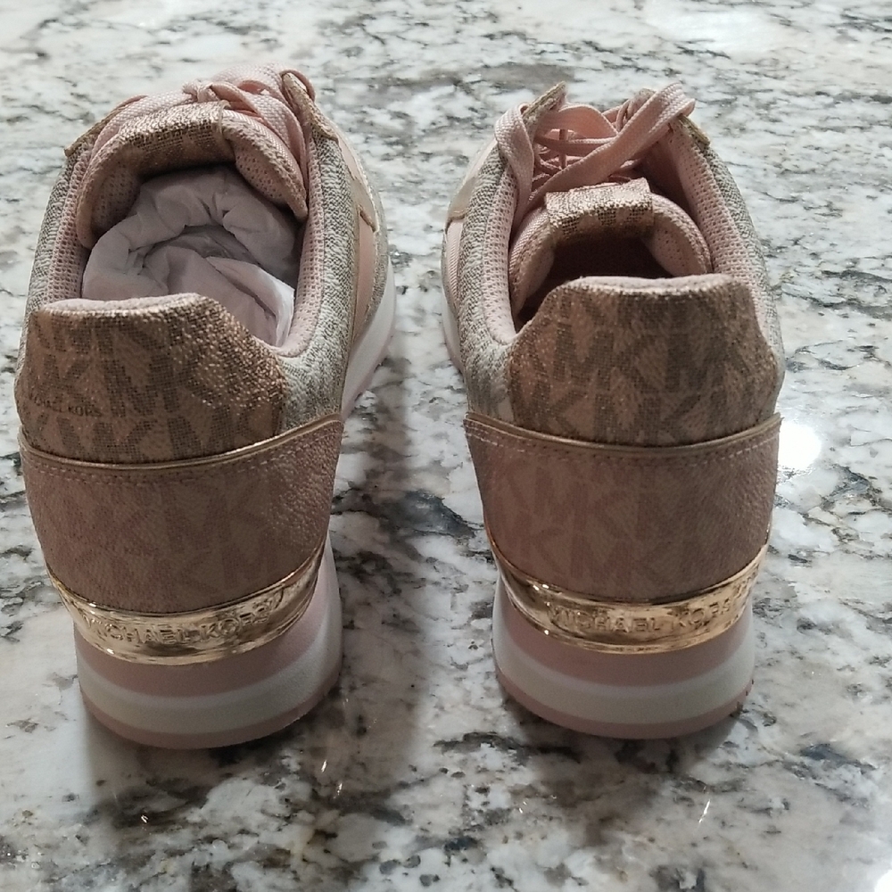 Michael Kors Pink and Gold Sneakers with leather Accents - Picture 8 of 9